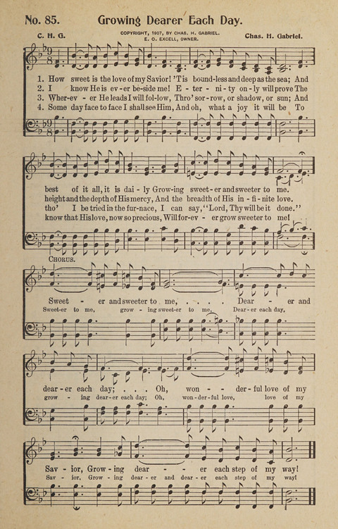 Hosanna in the Highest: a choice selection of beautiful gospel songs for the Sunday school, church, the home, and evangelistic services page 85