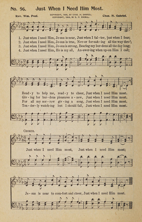 Hosanna in the Highest: a choice selection of beautiful gospel songs for the Sunday school, church, the home, and evangelistic services page 96