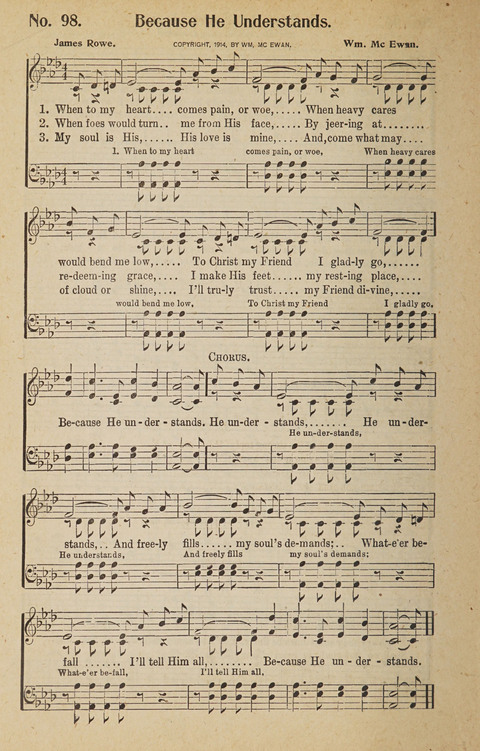 Hosanna in the Highest: a choice selection of beautiful gospel songs for the Sunday school, church, the home, and evangelistic services page 98