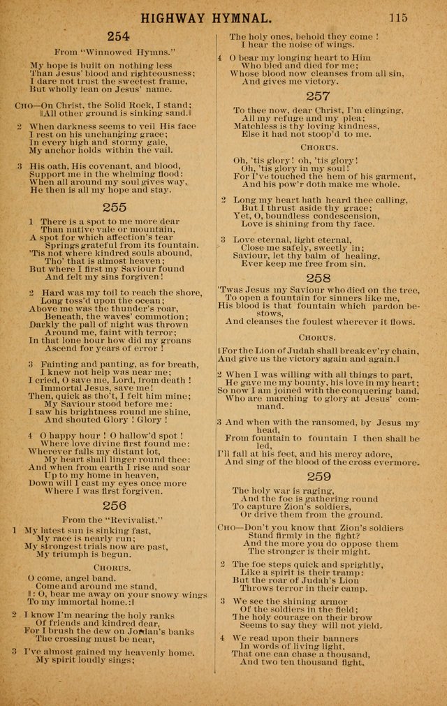 The Highway Hymnal: a choice collection of popular hymns and music, new and old. Arranged for the work in camp, convention, church and home page 115