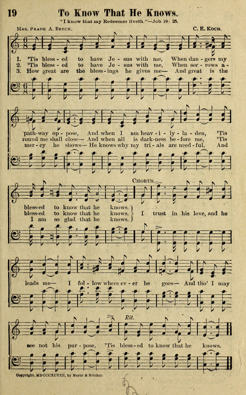 Hosannas to the King: A collection of Gospel Hymns suited to Church, Sunday School and Evangelistic Services page 19