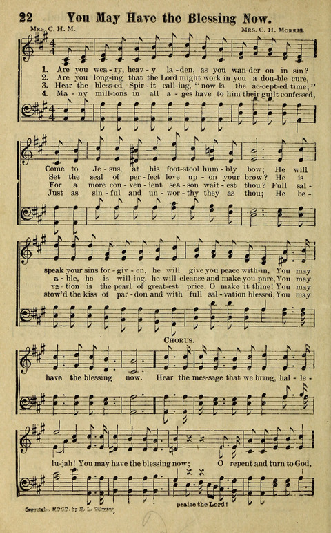 Hosannas to the King: A collection of Gospel Hymns suited to Church, Sunday School and Evangelistic Services page 22