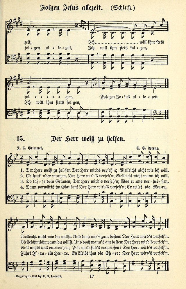 Heils-Lieder, eine Sammlung Geistlicher Lieder für Sonntagsschulen, Jugendvereine page 15