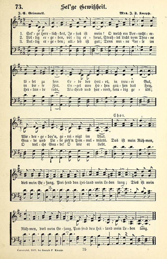 Heils-Lieder, eine Sammlung Geistlicher Lieder für Sonntagsschulen, Jugendvereine page 73