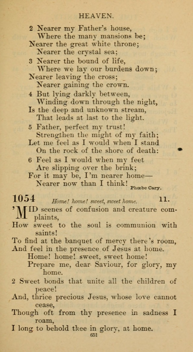 Hymnal of the Methodist Episcopal Church page 651