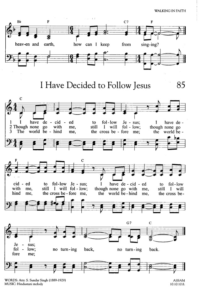 I Have Decided To Follow Jesus Hymnary Org