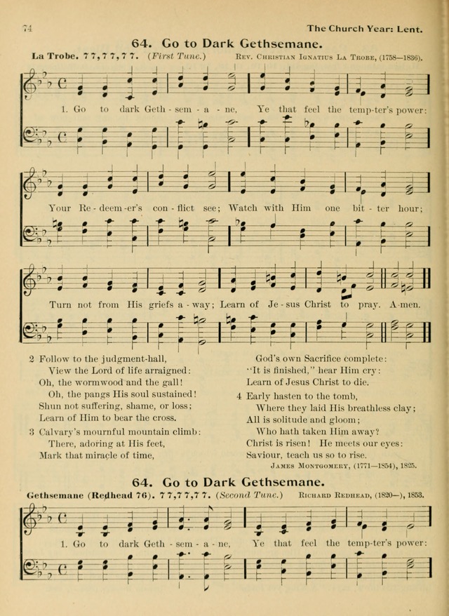Hymnal and Order of Service: for churches and Sunday-schools page 74