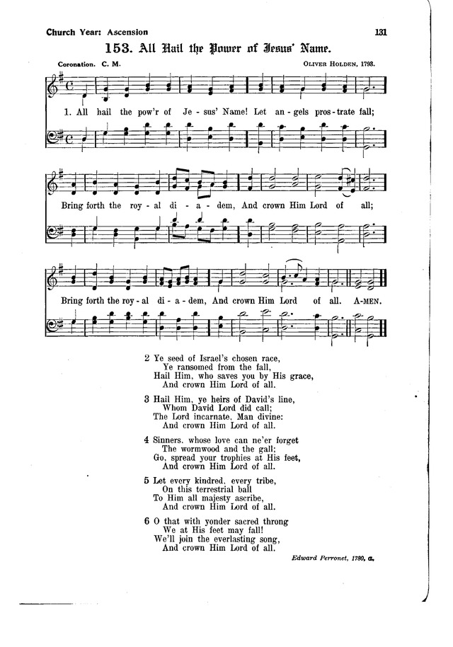 The Hymnal and Order of Service 153. All hail the pow'r of Jesus' Name! |  Hymnary.org