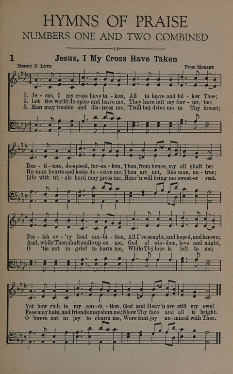 Hymns of Praise Numbers One and Two Combined: for the church and Sunday school page 1