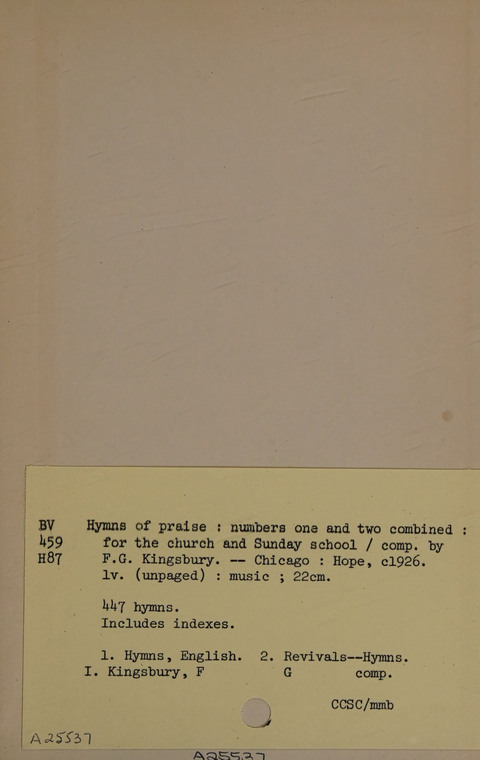 Hymns of Praise Numbers One and Two Combined: for the church and Sunday school page 465