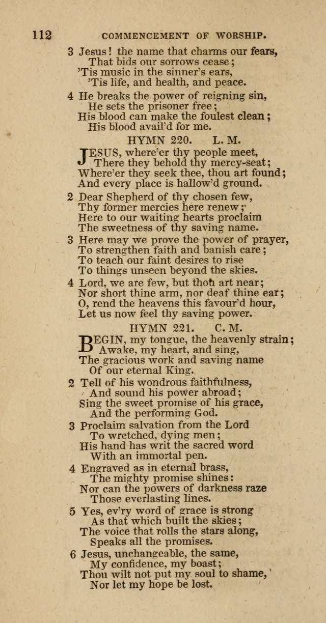 Hymns of the Protestant Episcopal Church of the United States, as authorized by the General Convention: with an additional selection page 112