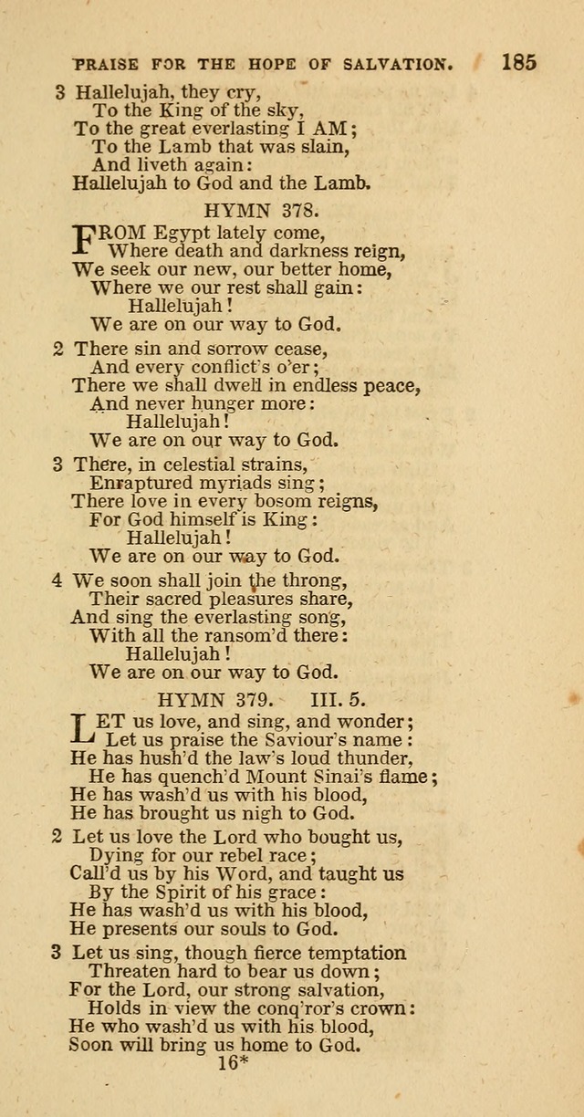 Hymns of the Protestant Episcopal Church of the United States, as authorized by the General Convention: with an additional selection page 185