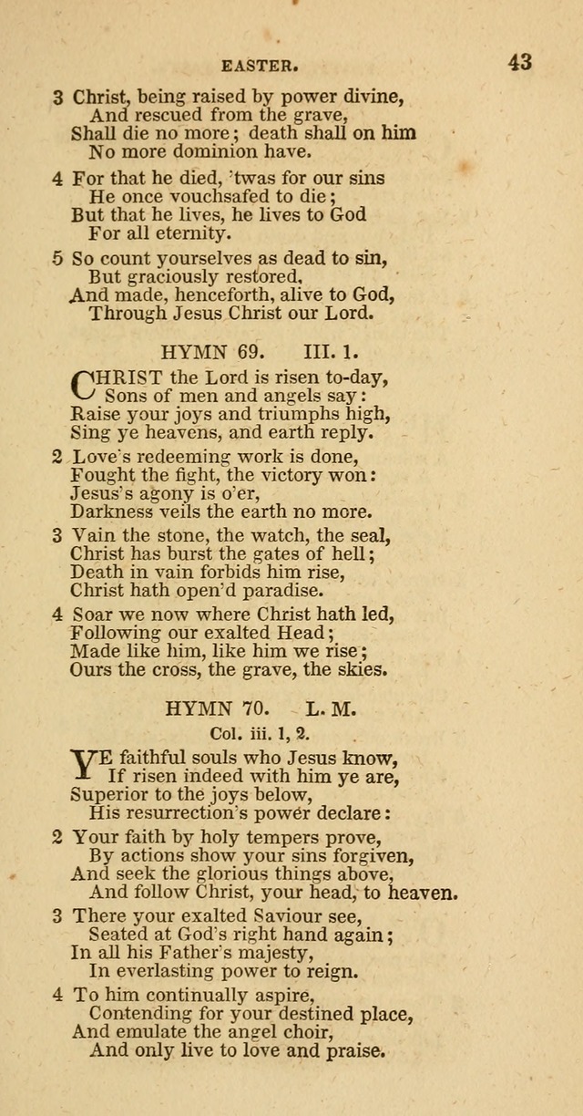 Hymns of the Protestant Episcopal Church of the United States, as authorized by the General Convention: with an additional selection page 43