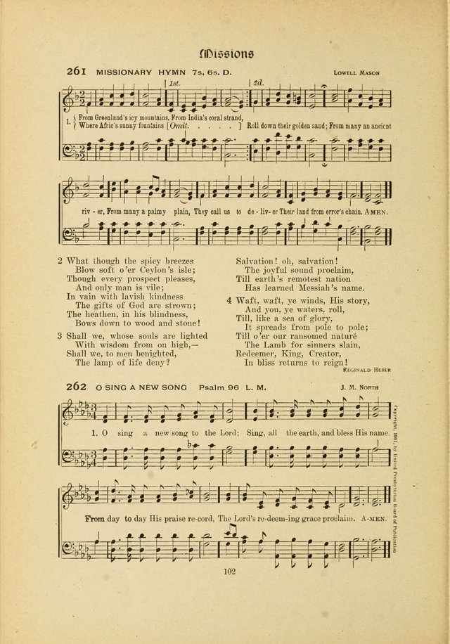 Hymns, Psalms and Gospel Songs: with responsive readings page 102