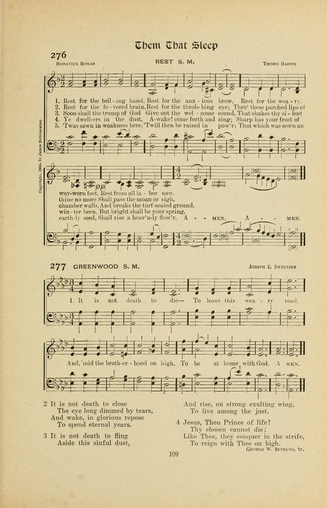 Hymns, Psalms and Gospel Songs: with responsive readings page 109