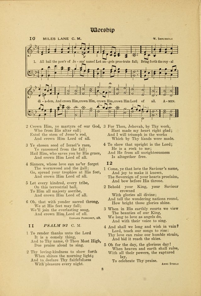 Hymns, Psalms and Gospel Songs: with responsive readings page 8