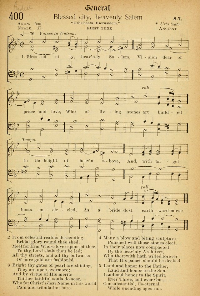 The Hymnal: revised and enlarged as adopted by the General Convention of the Protestant Episcopal Church in the United States of America in the of our Lord 1892..with music, as used in Trinity Church page 447