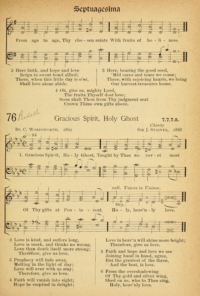 The Hymnal: revised and enlarged as adopted by the General Convention of the Protestant Episcopal Church in the United States of America in the of our Lord 1892..with music, as used in Trinity Church page 91