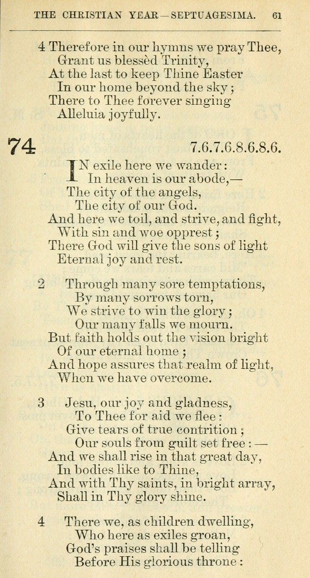 The hymnal: revised and enlarged as adopted by the General Convention of the Protestant Episcopal Church in the United States of America in the year of our Lord 1892 page 74