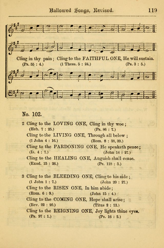 Hallowed Songs: for prayer and social meetings, containing hymns and tunes, carefully selected from all sources, both old and new, and are of the most spiritual..(Newly Revised) page 119