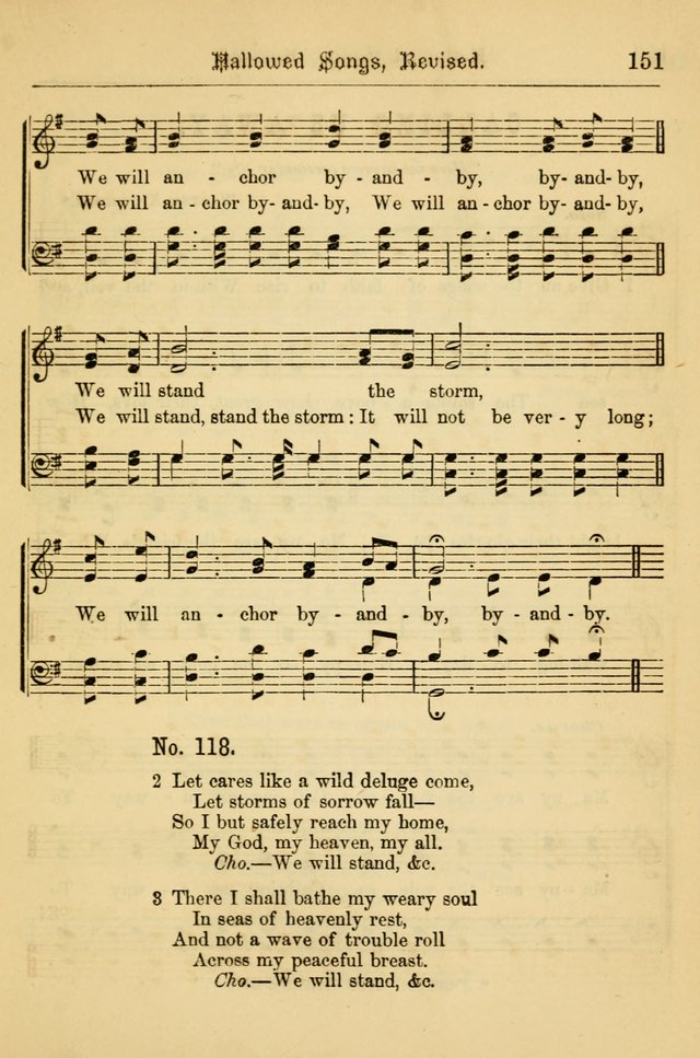 Hallowed Songs: for prayer and social meetings, containing hymns and tunes, carefully selected from all sources, both old and new, and are of the most spiritual..(Newly Revised) page 151