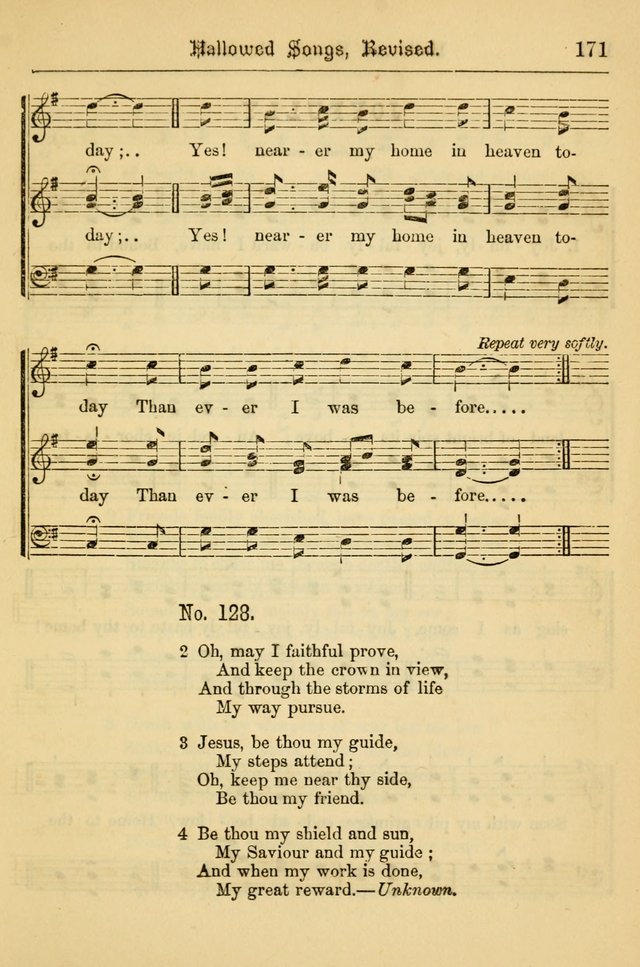 Hallowed Songs: for prayer and social meetings, containing hymns and tunes, carefully selected from all sources, both old and new, and are of the most spiritual..(Newly Revised) page 171