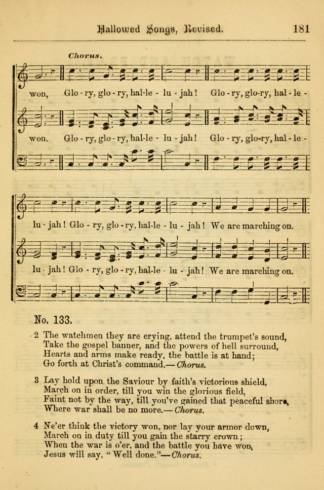 Hallowed Songs: for prayer and social meetings, containing hymns and tunes, carefully selected from all sources, both old and new, and are of the most spiritual..(Newly Revised) page 181