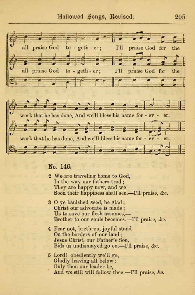 Hallowed Songs: for prayer and social meetings, containing hymns and tunes, carefully selected from all sources, both old and new, and are of the most spiritual..(Newly Revised) page 205