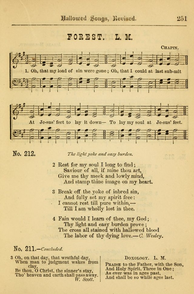 Hallowed Songs: for prayer and social meetings, containing hymns and tunes, carefully selected from all sources, both old and new, and are of the most spiritual..(Newly Revised) page 251