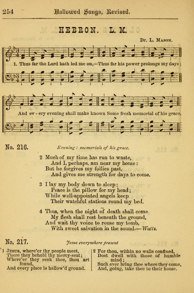 Hallowed Songs: for prayer and social meetings, containing hymns and tunes, carefully selected from all sources, both old and new, and are of the most spiritual..(Newly Revised) page 254