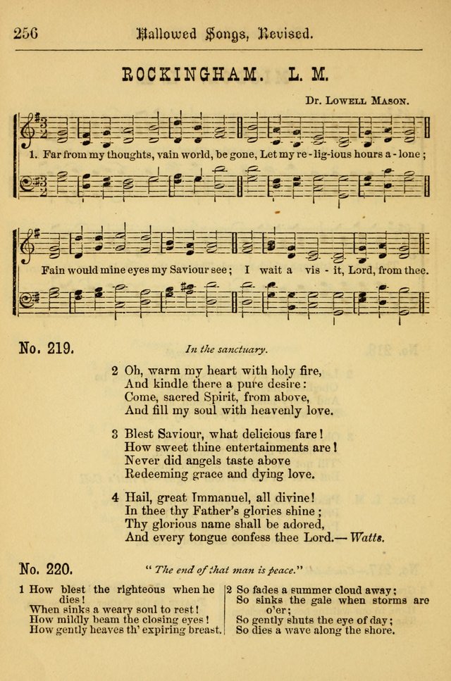 Hallowed Songs: for prayer and social meetings, containing hymns and tunes, carefully selected from all sources, both old and new, and are of the most spiritual..(Newly Revised) page 256