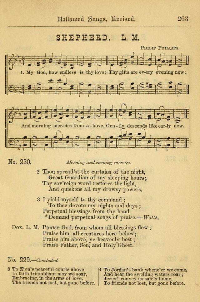 Hallowed Songs: for prayer and social meetings, containing hymns and tunes, carefully selected from all sources, both old and new, and are of the most spiritual..(Newly Revised) page 263