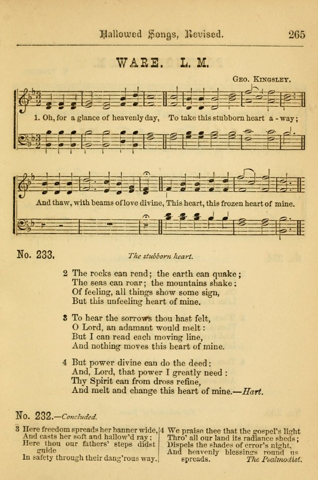 Hallowed Songs: for prayer and social meetings, containing hymns and tunes, carefully selected from all sources, both old and new, and are of the most spiritual..(Newly Revised) page 265