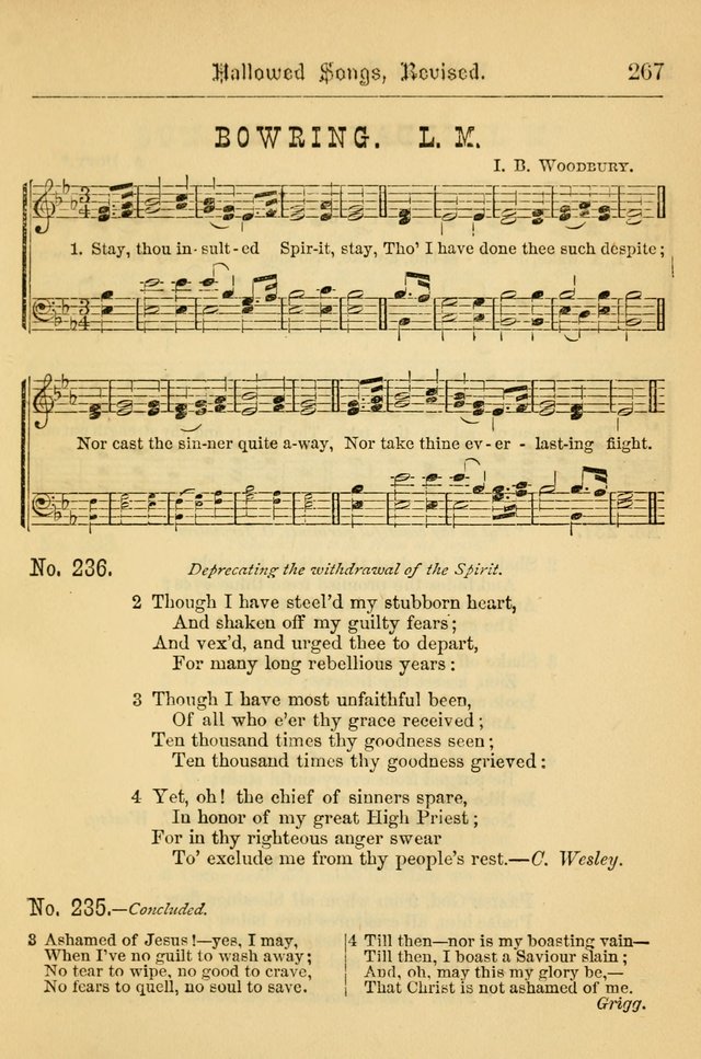 Hallowed Songs: for prayer and social meetings, containing hymns and tunes, carefully selected from all sources, both old and new, and are of the most spiritual..(Newly Revised) page 267
