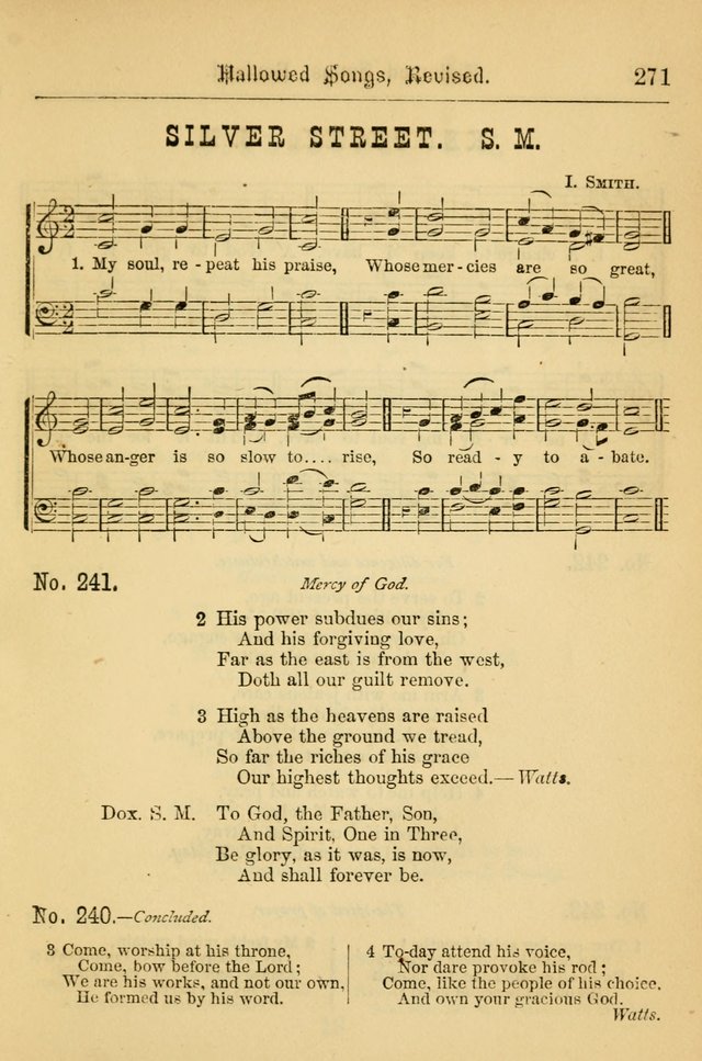 Hallowed Songs: for prayer and social meetings, containing hymns and tunes, carefully selected from all sources, both old and new, and are of the most spiritual..(Newly Revised) page 271