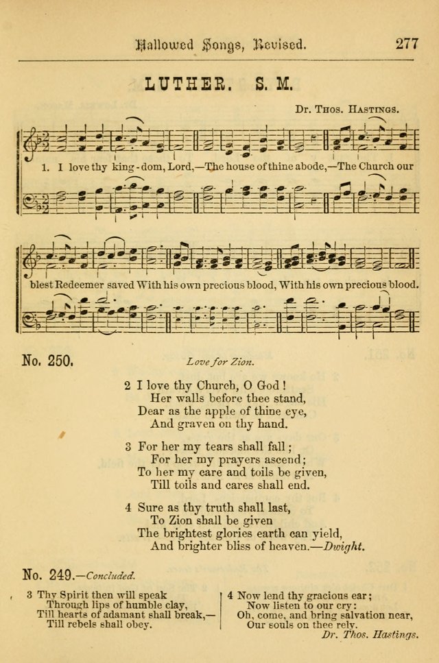 Hallowed Songs: for prayer and social meetings, containing hymns and tunes, carefully selected from all sources, both old and new, and are of the most spiritual..(Newly Revised) page 277