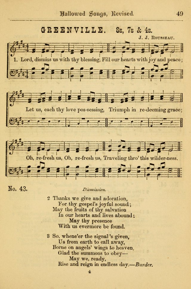 Hallowed Songs: for prayer and social meetings, containing hymns and tunes, carefully selected from all sources, both old and new, and are of the most spiritual..(Newly Revised) page 49
