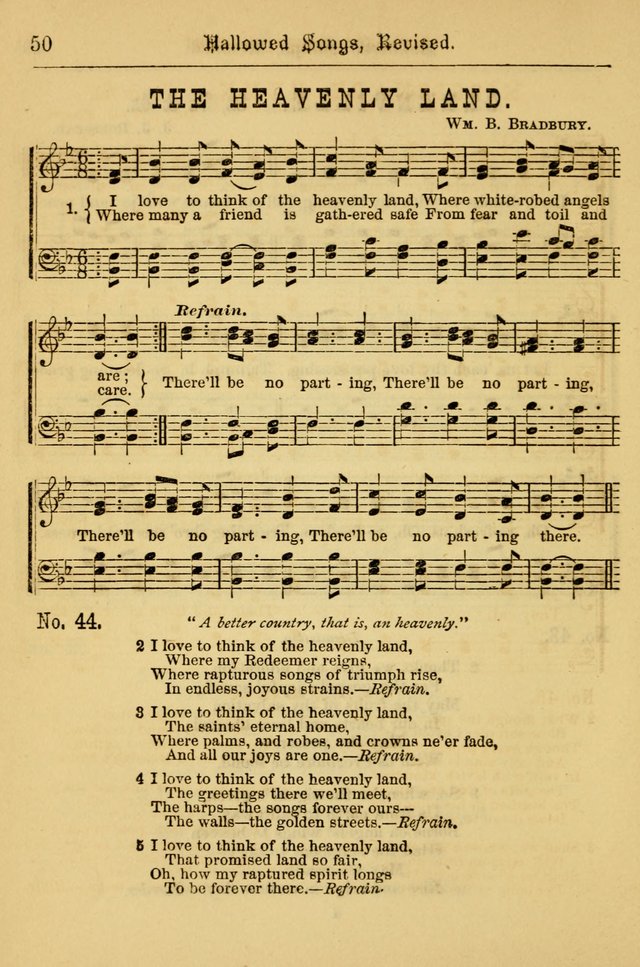 Hallowed Songs: for prayer and social meetings, containing hymns and tunes, carefully selected from all sources, both old and new, and are of the most spiritual..(Newly Revised) page 50