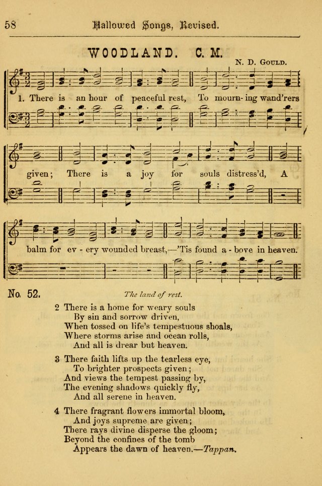 Hallowed Songs: for prayer and social meetings, containing hymns and tunes, carefully selected from all sources, both old and new, and are of the most spiritual..(Newly Revised) page 58