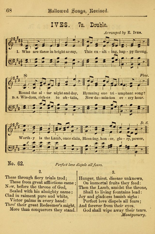 Hallowed Songs: for prayer and social meetings, containing hymns and tunes, carefully selected from all sources, both old and new, and are of the most spiritual..(Newly Revised) page 68