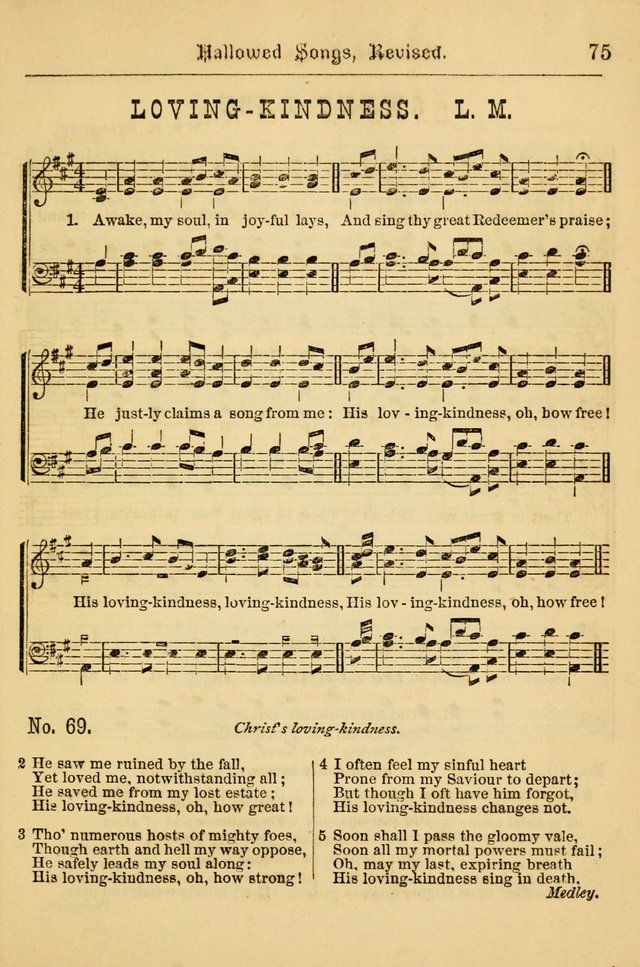 Hallowed Songs: for prayer and social meetings, containing hymns and tunes, carefully selected from all sources, both old and new, and are of the most spiritual..(Newly Revised) page 75