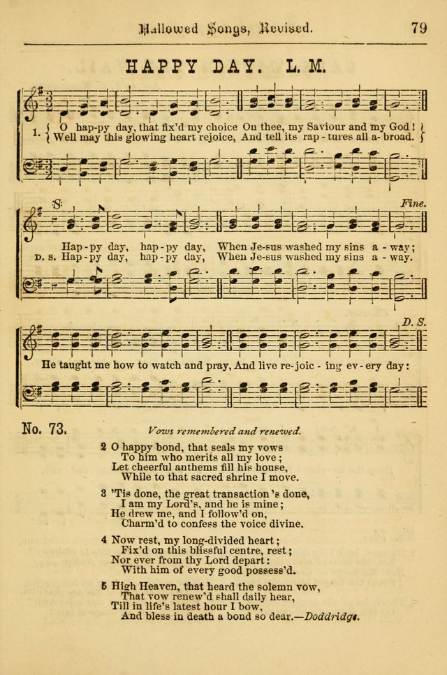 Hallowed Songs: for prayer and social meetings, containing hymns and tunes, carefully selected from all sources, both old and new, and are of the most spiritual..(Newly Revised) page 79