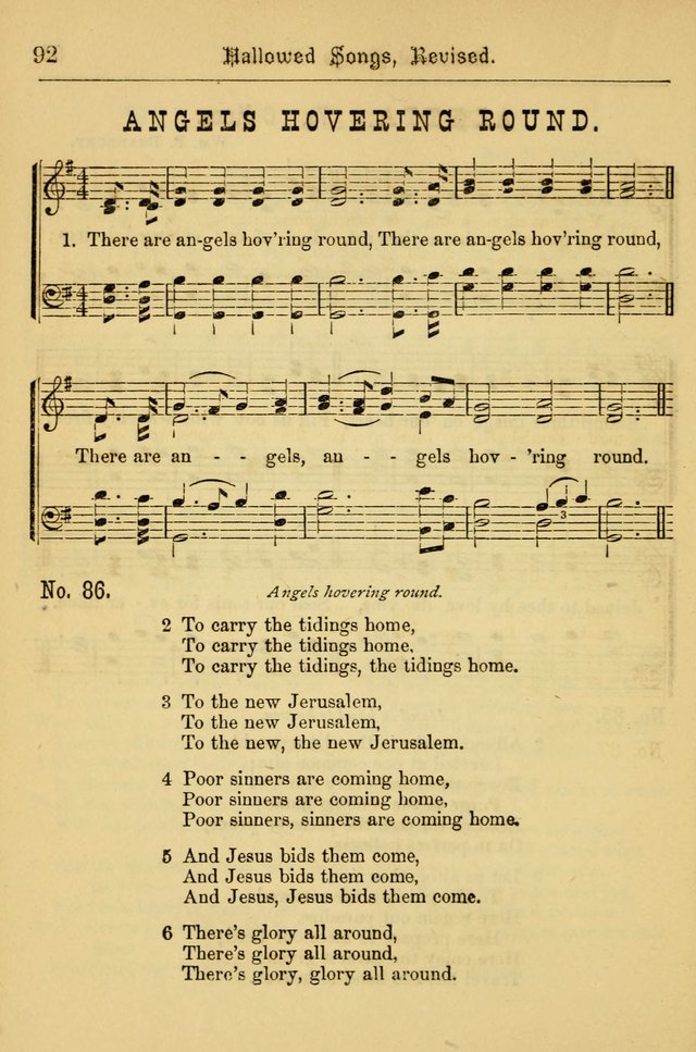 Hallowed Songs: for prayer and social meetings, containing hymns and tunes, carefully selected from all sources, both old and new, and are of the most spiritual..(Newly Revised) page 92