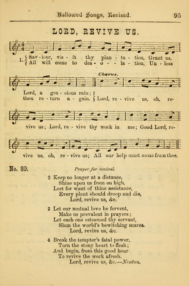 Hallowed Songs: for prayer and social meetings, containing hymns and tunes, carefully selected from all sources, both old and new, and are of the most spiritual..(Newly Revised) page 95