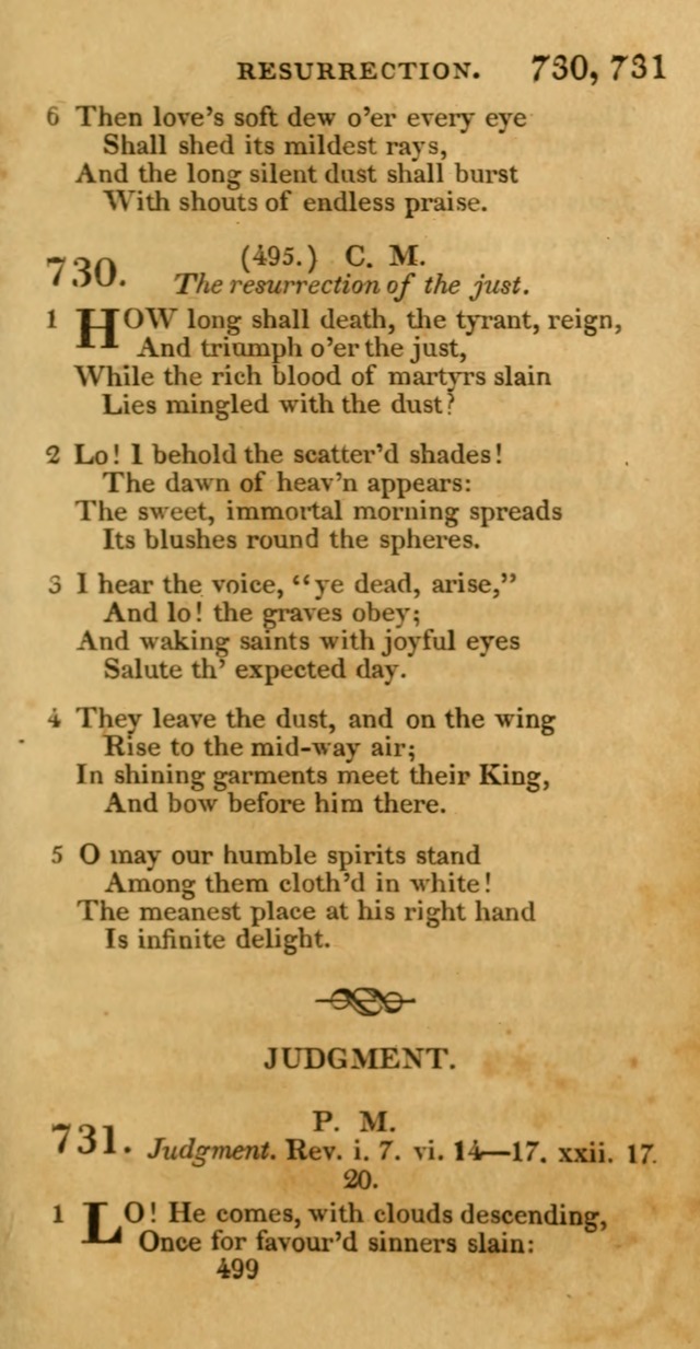Hymns, Selected and Original: for public and private worship (1st ed.) page 499