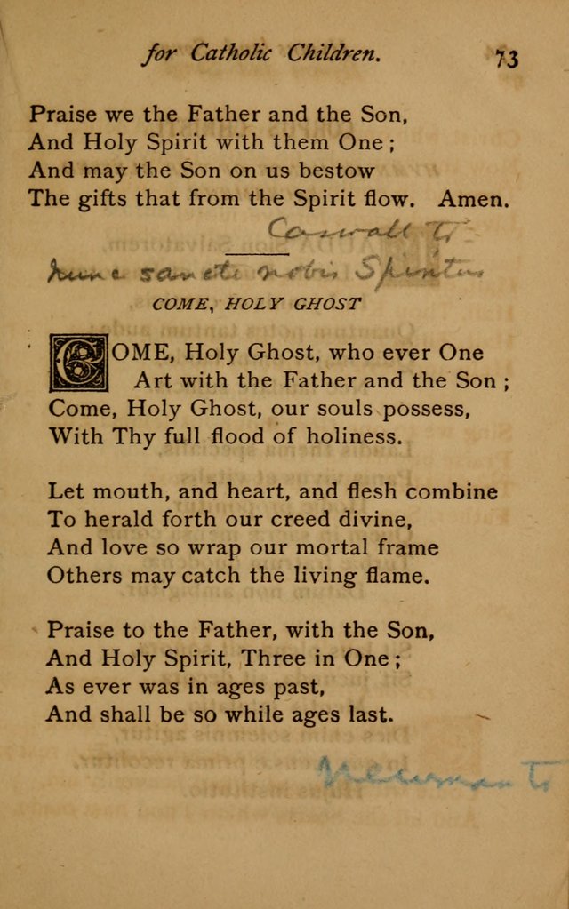 Hymns and Songs for Catholic Children page 73
