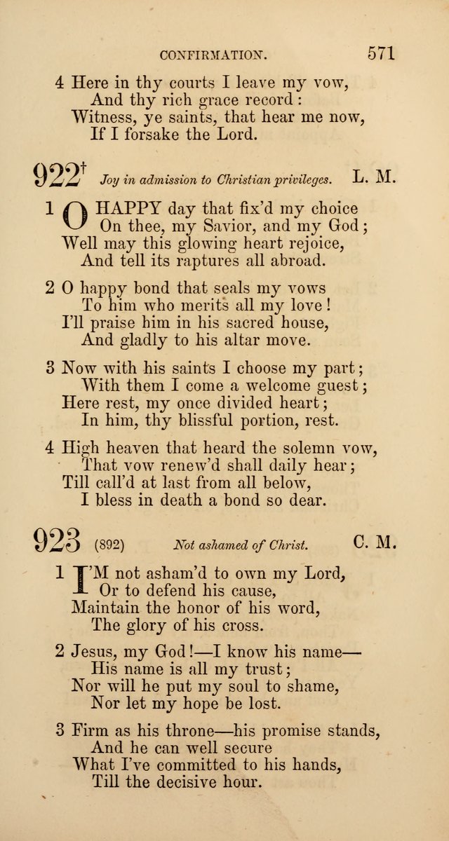 Hymns: selected and original, for public and  private worship (4th ed. 3rd rev. ed.) page 599