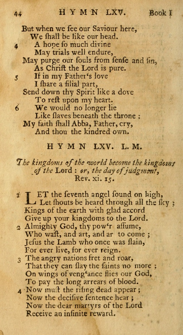 Hymns and Spiritual Songs, in Three Books: I. collected from the scriptures, II. composed on divine subjects, III. prepared for the Lord