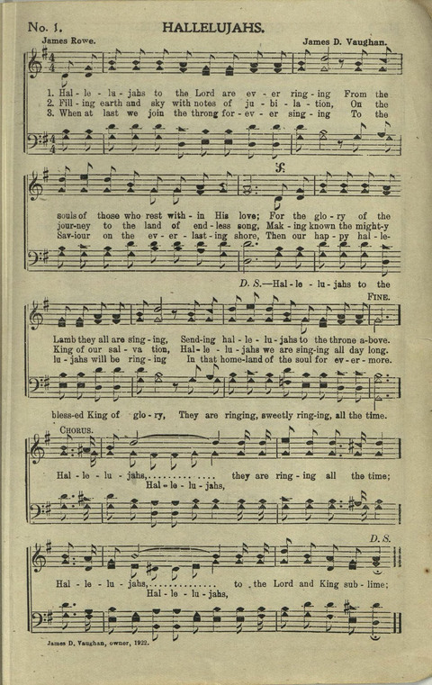 Hallelujahs: for Sunday Schools, Singing-Schools, Revivals, Conventions and General Use in Christian Work and Worship page 1