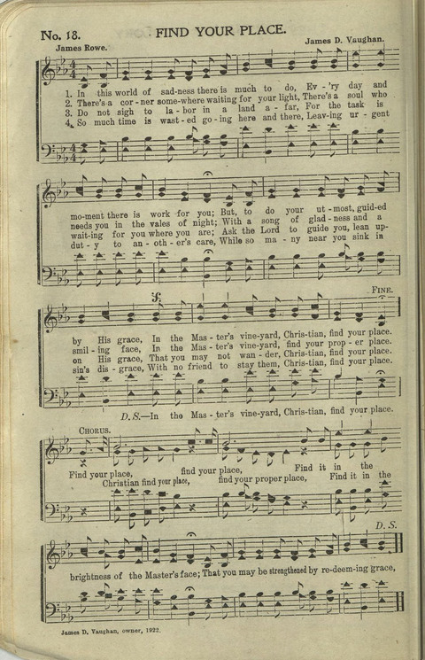 Hallelujahs: for Sunday Schools, Singing-Schools, Revivals, Conventions and General Use in Christian Work and Worship page 18